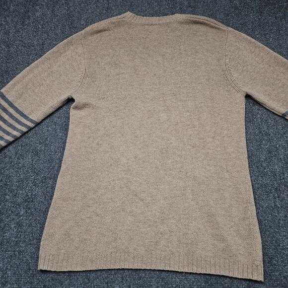 Patagonia Sweater M Tan Lambswool Nylon Knit Crewneck Striped Sleeve Casual - Picture 3 of 7